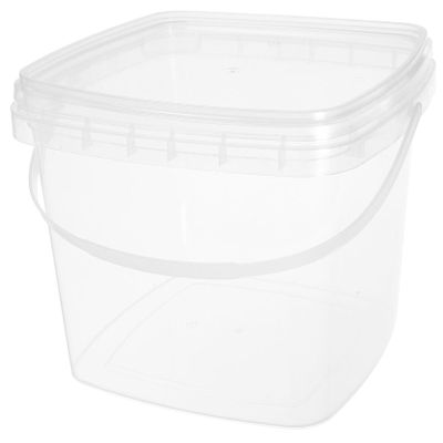 DEARMAMY Plastic Paint Pail, 5L Clear Bucket with Handle Lids for Storage
