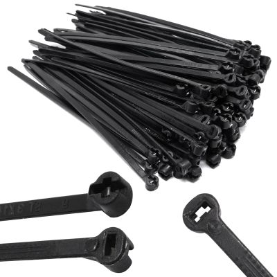 YuGtcen 100pcs Push Mount Zip Ties, 4" Cable Zip Tie with Stainless Steel Metal Tooth Locking Device, Self Locking Straps Heavy Duty Nylon Zip Tie Clips for Industry, Auto, Construction, Electronic