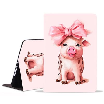 FVAENDHIO Case for Samsung Galaxy Tab S10 Lite/ S10 FE/ S9 FE 5G 10.9 Inch/ S9 11 Inch, Adjustable Stand Auto Wake/Sleep Smart Leather Cover, Pink Cute Cartoons Pig