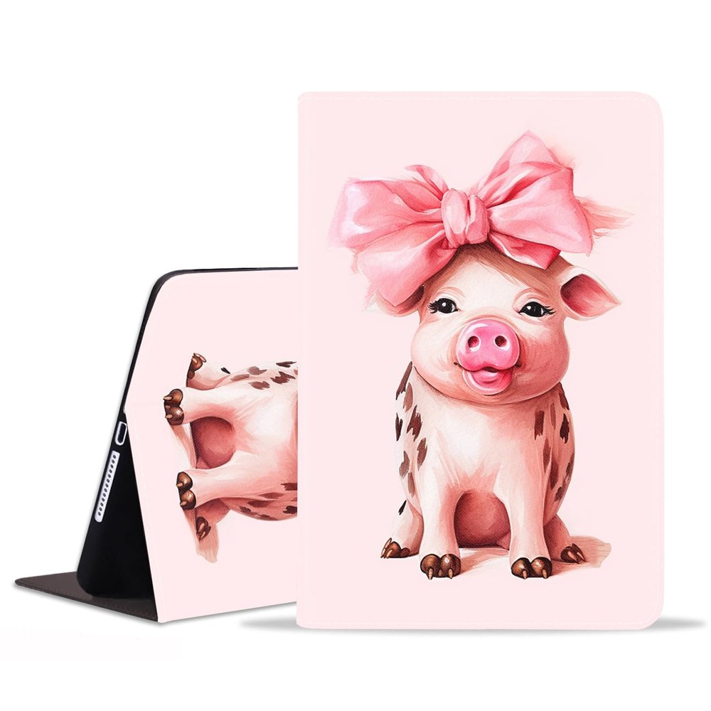 FVAENDHIO Case for Samsung Galaxy Tab S10 Lite/ S10 FE/ S9 FE 5G 10.9 Inch/ S9 11 Inch, Adjustable Stand Auto Wake/Sleep Smart Leather Cover, Pink Cute Cartoons Pig