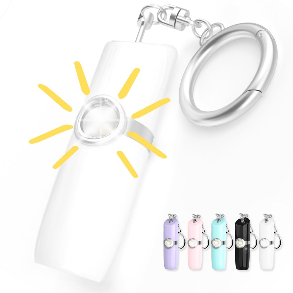 Securityman Personal Alarms for Women | Loudest Safety Alarm Keychain (130dB Siren and SOS Strobe Light) Everyday Personal Safety Devices for Women - White
