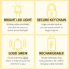 Securityman Personal Alarms for Women | Loudest Safety Alarm Keychain (130dB Siren and SOS Strobe Light) Everyday Personal Safety Devices for Women - White view 4