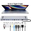 12 in 1 Triple Display USB C Hub Docking Station with Dual 4K HD 1080P VGA 100W Power Delivery SD TF Card Reader Adapter for Laptop view 2
