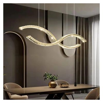 SteFik Dining Room Chandelier Modern Luxury Crystal Pendant Lamp Living Kitchen Island Hanging Lamp Stainless Steel Long Chandelier,Pendant