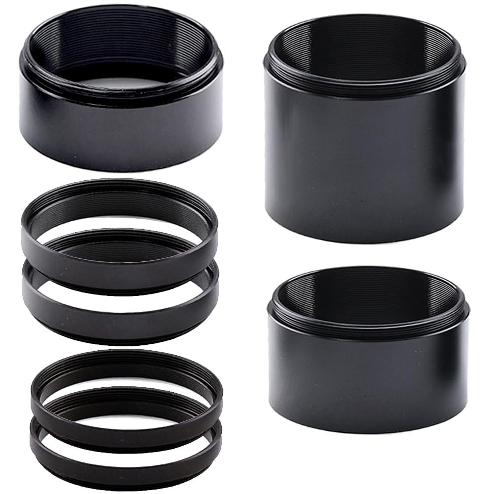 Starboosa Telescope M48-2 inches Extension Tube Kit for SLR Cameras and Eyepieces - Length 5mm, 7mm, 15mm, 20mm, 30mm - M48x0.75 on Both Sides & Outer Diameter of 2 inches - 7 Tubes Kit