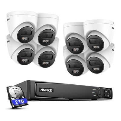 ANNKE H800 8MP 4K PoE Security Camera System, 8Pcs H.265+ Surveillance IP Cameras and 8CH NVR with 2TB HDD, Person Vehicle Detection, Spotlight Color Night Vision