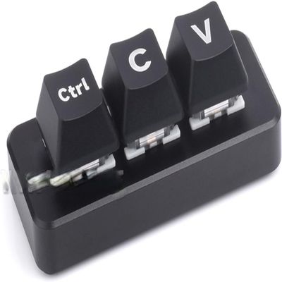 Ctrl C/V Shortcut Keyboard for Programmers, 3-Key Development Board, Adopts RP2040 Microcontroller Chip, Programmable Key Function, Dual Type-C Ports, Plug and Play Without Driver, CNC Metal Case