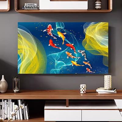 ABANO Fishes Universal Interior TV Cover 19-80in Monitor Dust Cover LCD LED Wall-Mounted Curved Screen Cover Plasma TV Screen Protector Cloth Indoor Deco