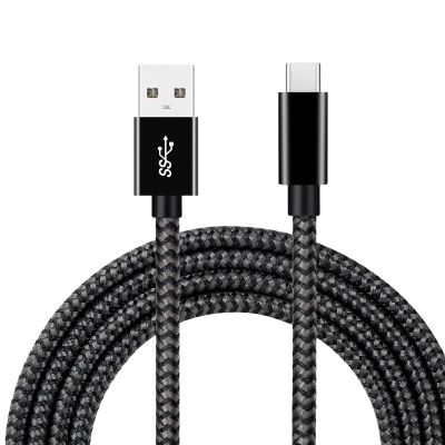 Vortex PD10GB3A-1-2-BLACK Type-C Data Cable 3A Fast Charging USB3.2 Universal Mobile Phone Tablet Nylon Braid USB Charging Cable (2 pcs Pack)(Black, 1 Meter)