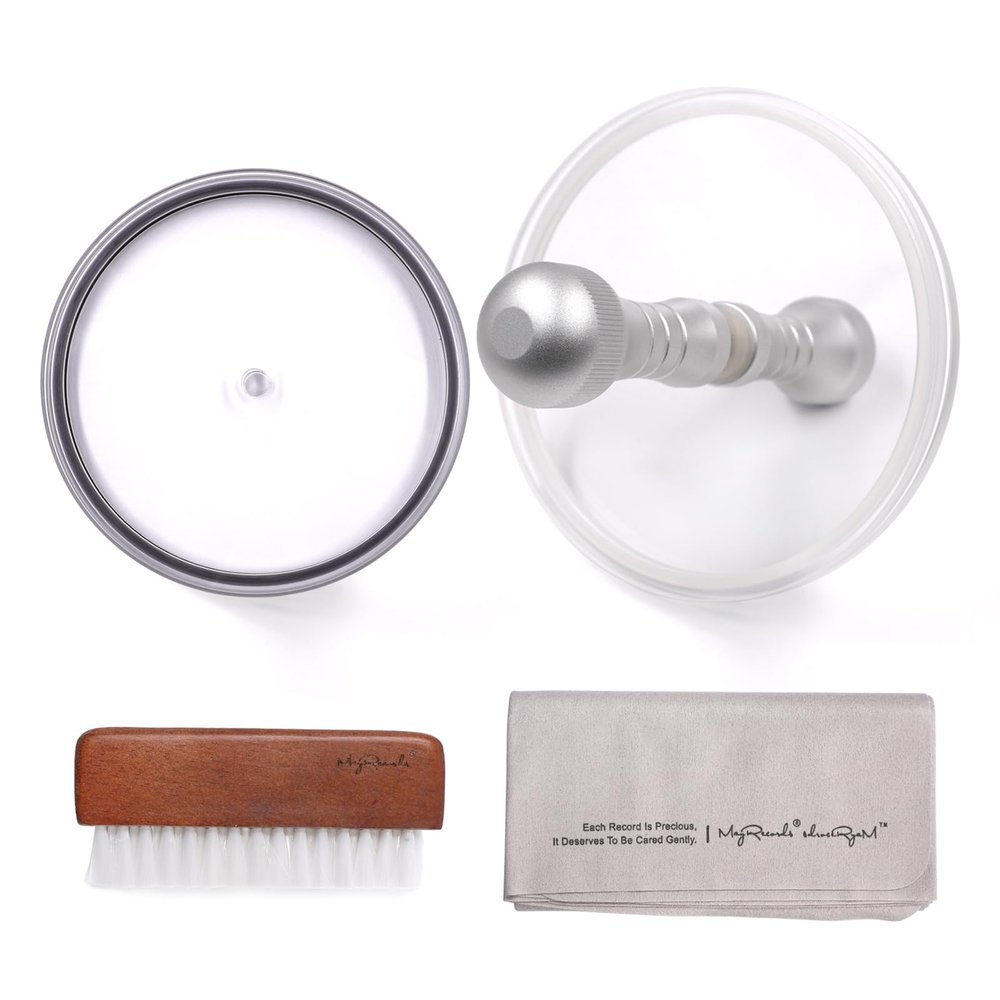 sdroceRyaM EP/LP Vinyl Record Clean Label Saver Protector Waterproof Record Cleaner Clamp Care Aluminum Handle Acrylic Board Vinyl Record Cleaning Brush and Cloth