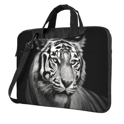 Black and White Tiger Laptop Shoulder Bag Portable Laptop Bag Laptop Case Crossbody Briefcase w/Strap Handle