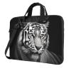 Black and White Tiger Laptop Shoulder Bag Portable Laptop Bag Laptop Case Crossbody Briefcase w/Strap Handle view 1