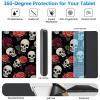 BREIDMKFM Keyboard Case for Samsung Galaxy Tab S6 Lite 2022/2020, Galaxy Tab S6 Lite SM-P610/P613/P615/P619 Tablet Cover with Detachable Wireless Bluetooth Keyboard, Skull Red Roses view 3