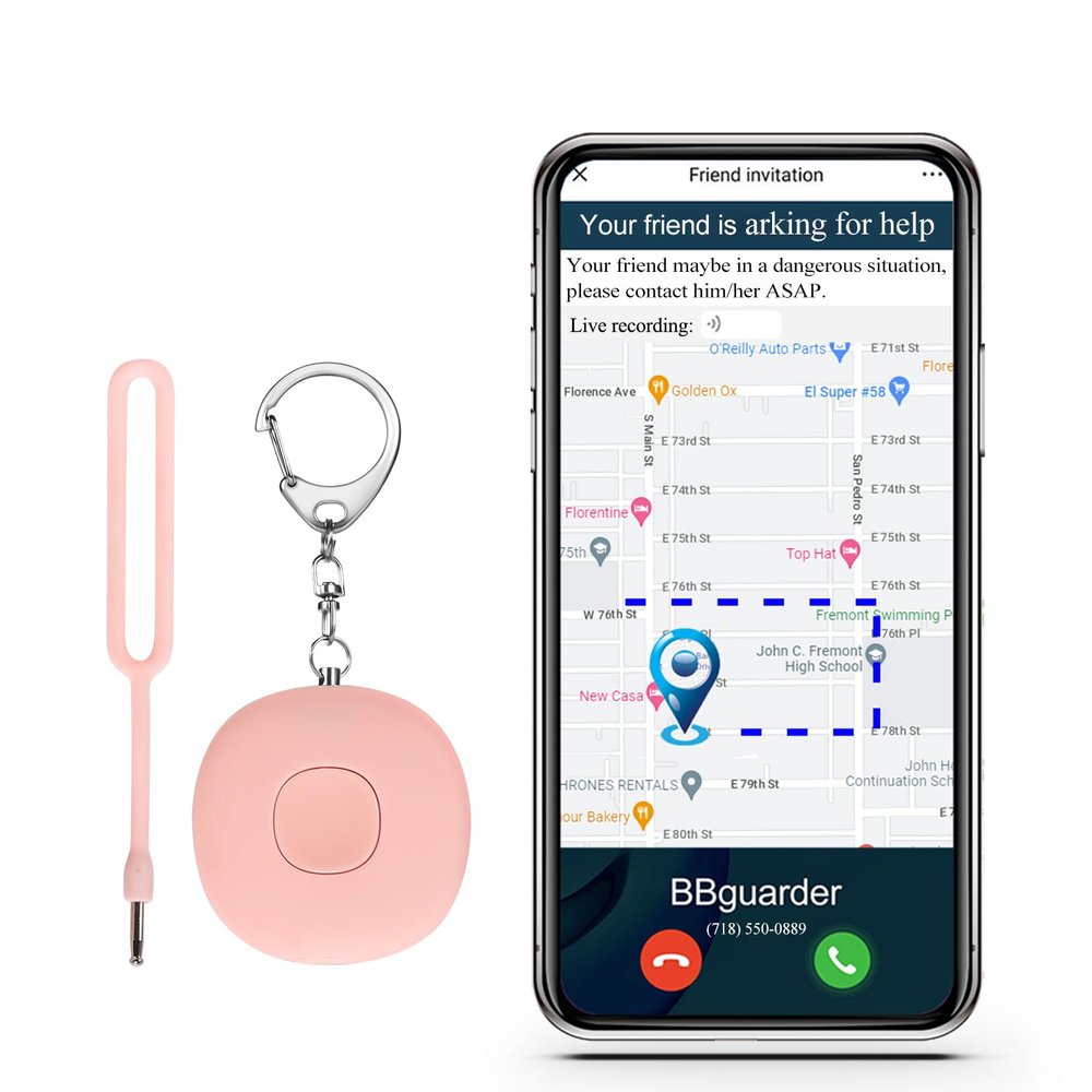 5-in-1 Smart Personal Alarms for Women, 130dB Sound, Notify Emergency Contacts by Email/SMS/Call, GPS Tracker and Audio Recording, Key Finder, Phone Anti-Lost, Timer Alarm, Bluetooth Connect