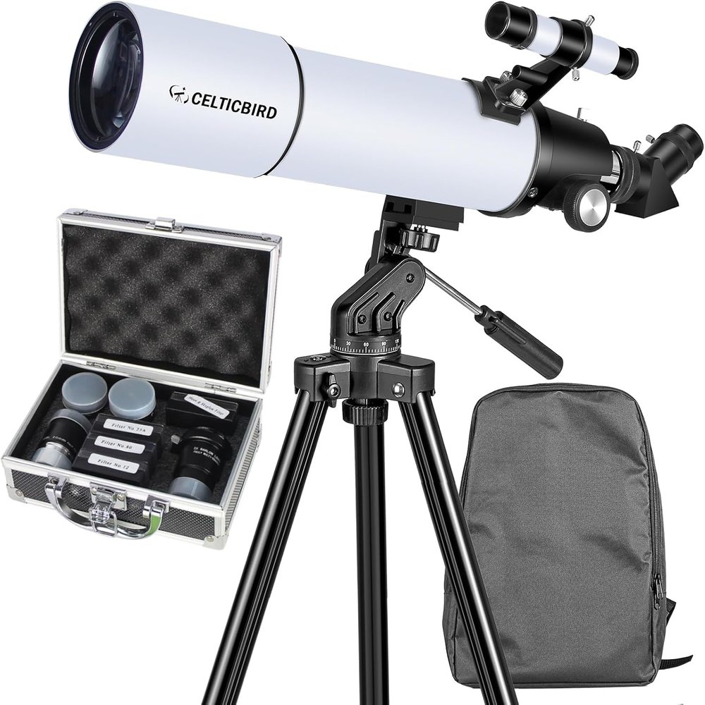 CELTICBIRD 80x600mm AZ Telescope, Travel Telescopes for Adults Astronomy Beginners with 8Piece Telescope Accessory Kit
