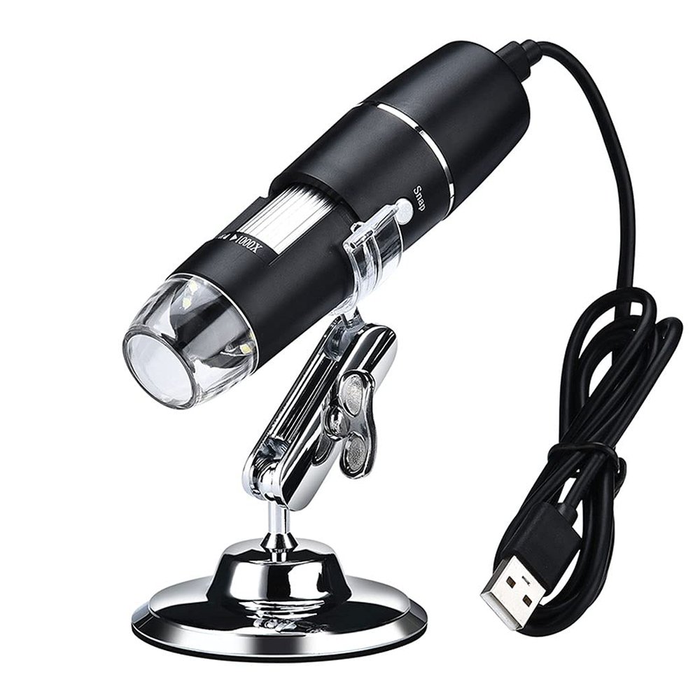 CARUTU USB Digital Microscope 1000X Electronic Microscope Endoscope Zoom Camera Magnifier+ Lift Stand 8 LEDs,WiFi Connection, QIYUDS11