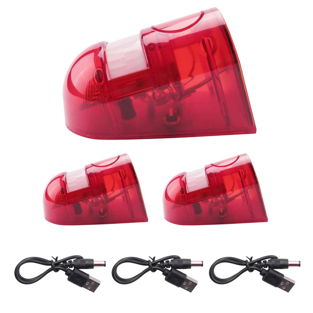 Luejnbogty 3 Pack Strobe Light with Motion Sensor Alarm 129DB Sound Security Siren IP65 for Villa Farm Yard Garden