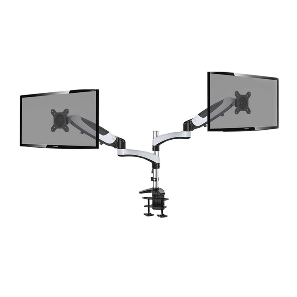 27" 5-16kg Heavy Gauge Full Motion Air Gas Spring LCD Tv Table Mount Double Monitor Stand Big Base 400mm