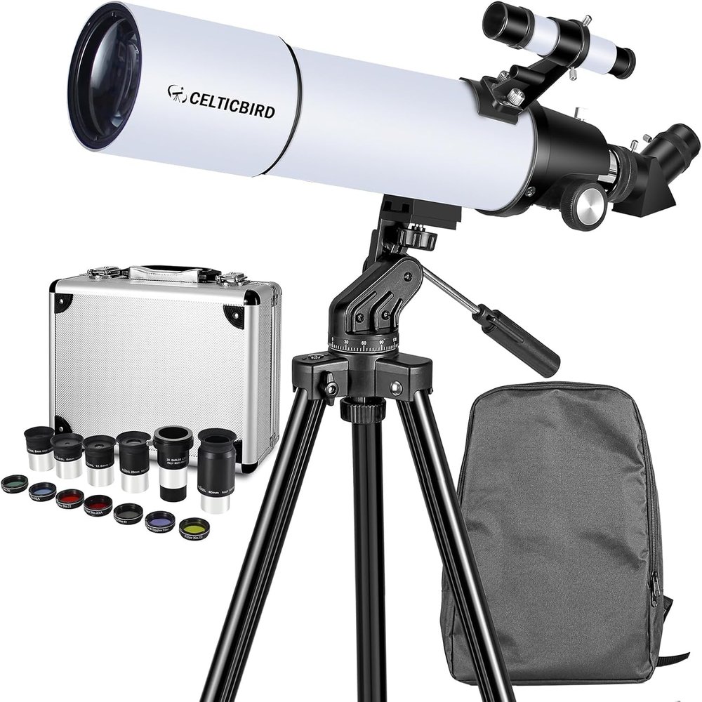 Celticbird 80x600mm AZ Telescope, Travel Telescopes for Adults Astronomy Beginners with 13 Pieces Telescope Accessories Kit