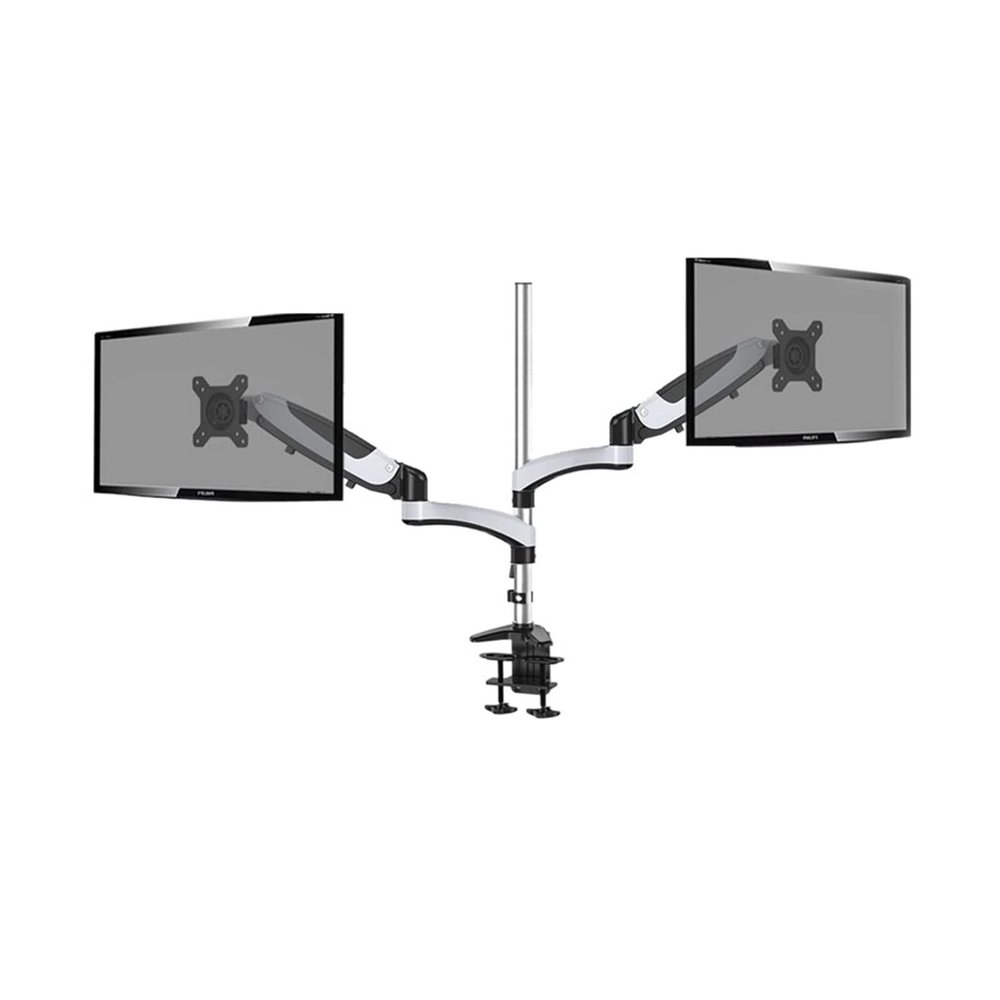 (700mm) 27" 5-16kg Heavy Gauge Full Motion Air Gas Spring LCD Tv Table Mount Double Monitor Stand Big Base