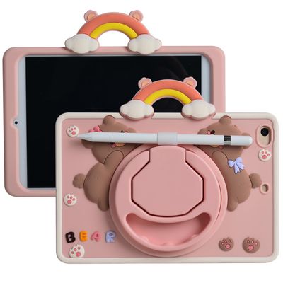 Cartoon Case for iPad mini 6 8.3" MONEHOYSY Cute Soft Silicone Kickstand [Drop Proof,Shock Proof,Anti Slip] Back Stand Cover Case for Kids Children Teens Girls Boys (Bear)