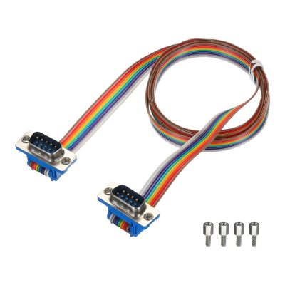 MECCANIXITY 1 Pcs IDC Rainbow Wire Flat Ribbon Cable DB9 Male to DB9 Male 39.4 Inch Length 2.54mm Pitch Breadboard Jumper Wires for Electronic Projects