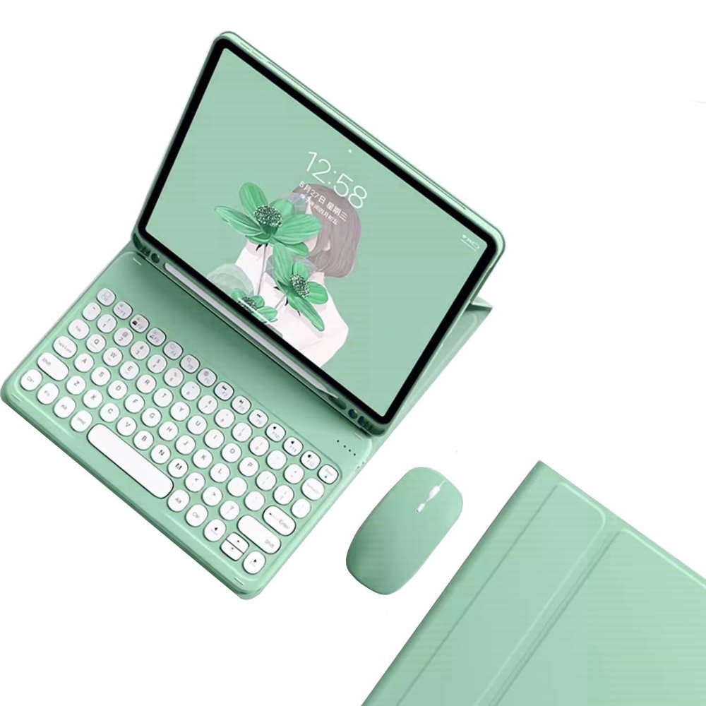Kaidisen Keyboard Case with Mouse for Fire HD 10 2023/2021, Round Key, Mint Green
