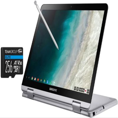 Samsung Chromebook Plus V2 12.2" Business 2-in-1 Laptop (Intel Celeron 3965Y, 4GB LPDDR3, 64GB SSD, Active Pen, WiFi 5, Webcam, Chrome OS) w/256GB microSDXC Card