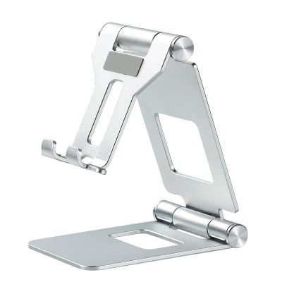 Aluminum Alloy Double Folding Mobile Phone Holder Desktop Tablet Live Lazy Person Stand