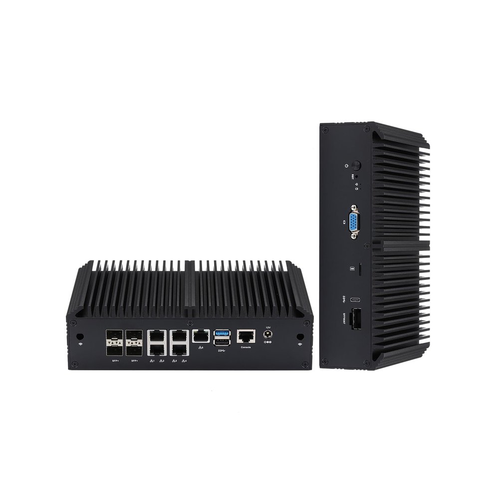 KETUOPU Firewall Appliance Mini PC, Atom C3758 5xIntel I225 2.5Gbe LAN 4x10G SFP+, 8G DDR4 RAM 512G M.2 NVME SSD, K3758L9 Fanless PC Router Server Firewall, Support AES-NI