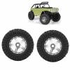 2 Piece Aluminum Tires and Rims Set, 1/24 RC Treadmill Car, Wheel Tire Upgrade for SCX24 RC Axial Crawler - Durable Upgrade Parts for Cars(Silver) view 4
