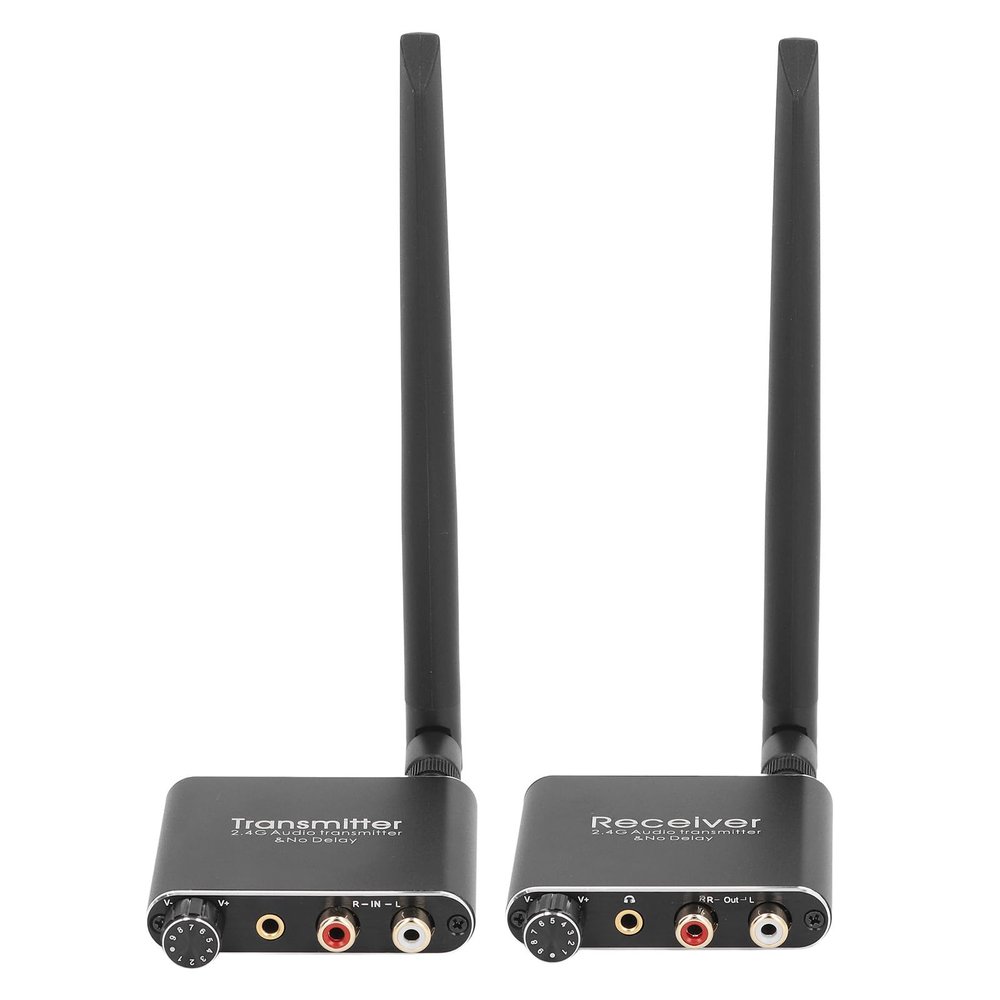 gernie 2.4Ghz Wireless Audio Transmitter and Receiver, 164ft Long Range Low Latency Wireless Audio Adapter with RCA 3.5mm Input Output Type C Charging Wireless Adapter Kit for Speaker, US Plug