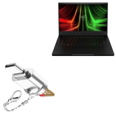 BoxWave Adapter Compatible with Razer Blade Stealth 13 (2020) - Micro SD Card miniReader, USB Type-C OTG Reader USB3.0 Adapter Keychain - Metallic Silver
