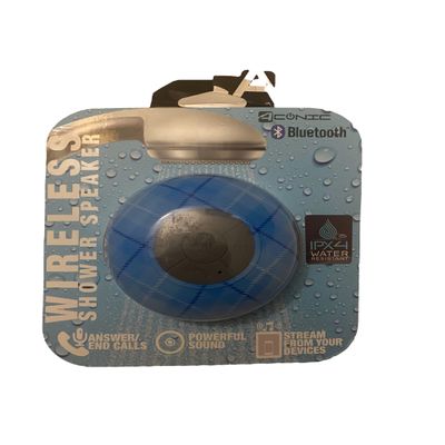 Aconic Bluetooth Waterproof Shower Speaker (Circuler, Blue Plaid Design), Large, Ad120122