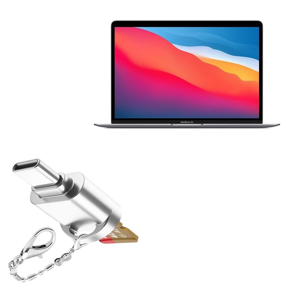 BoxWave Adapter Compatible with Apple MacBook Air (13-inch M1 2020) - Micro SD Card miniReader, USB Type-C OTG Reader USB3.0 Adapter Keychain - Metallic Silver