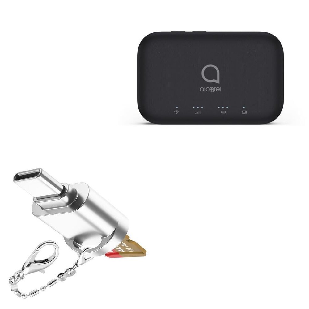 BoxWave Adapter Compatible with Alcatel LINKZONE 2 Mobile Hotspot - Micro SD Card miniReader, USB Type-C OTG Reader USB3.0 Adapter Keychain - Metallic Silver