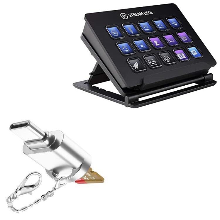 BoxWave Adapter Compatible with Elgato Stream Deck - Micro SD Card miniReader, USB Type-C OTG Reader USB3.0 Adapter Keychain - Metallic Silver