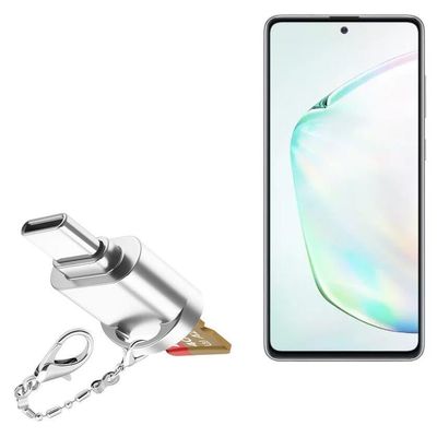 BoxWave Adapter Compatible with Samsung Galaxy S10 Lite - Micro SD Card miniReader, USB Type-C OTG Reader USB3.0 Adapter Keychain - Metallic Silver