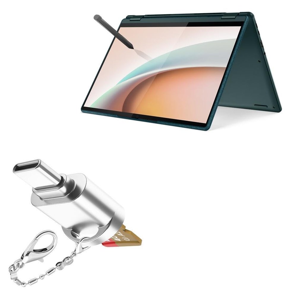 BoxWave Adapter Compatible with Lenovo Yoga 6 (82UD) - Micro SD Card miniReader, USB Type-C OTG Reader USB3.0 Adapter Keychain - Metallic Silver