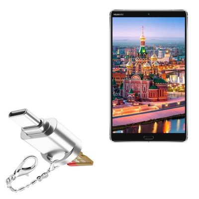BoxWave Adapter Compatible with Huawei MediaPad M5 8.4 - Micro SD Card miniReader, USB Type-C OTG Reader USB3.0 Adapter Keychain - Metallic Silver
