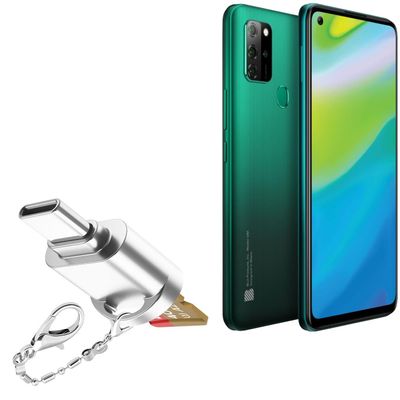 BoxWave Adapter Compatible with BLU V91 - Micro SD Card miniReader, USB Type-C OTG Reader USB3.0 Adapter Keychain - Metallic Silver