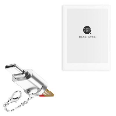BoxWave Adapter Compatible with Ratta SuperNote A6 Agile - Micro SD Card miniReader, USB Type-C OTG Reader USB3.0 Adapter Keychain - Metallic Silver