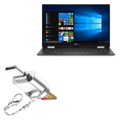 BoxWave Adapter Compatible with Dell XPS 13 2-in-1 (9365) - Micro SD Card miniReader, USB Type-C OTG Reader USB3.0 Adapter Keychain - Metallic Silver