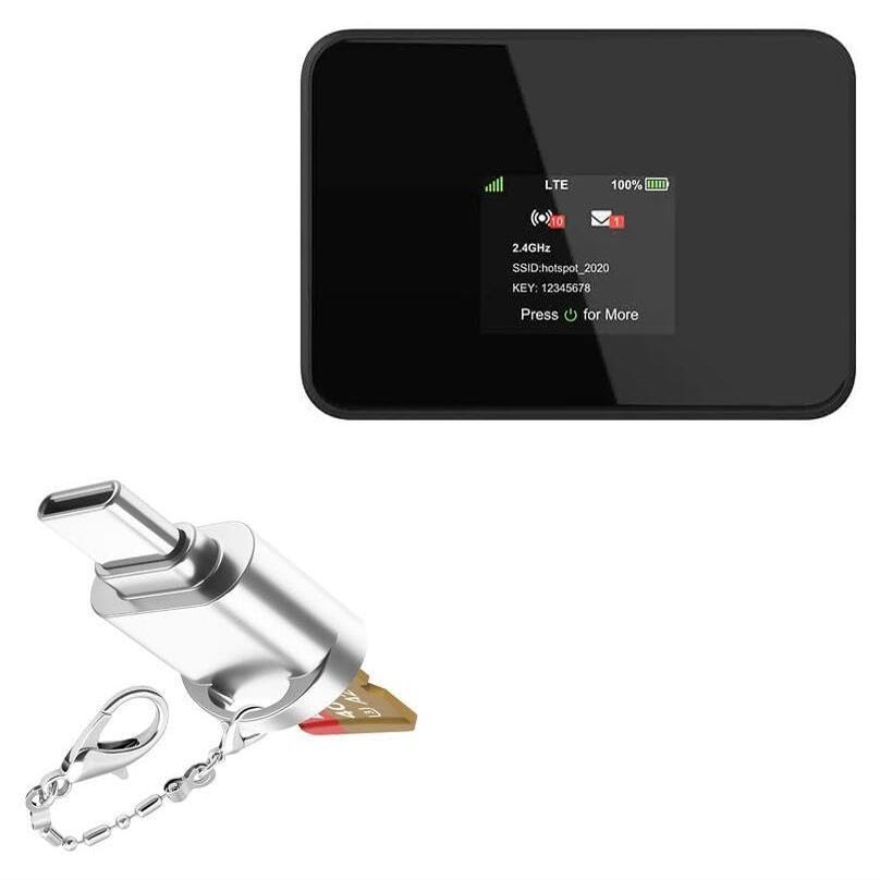 BoxWave Adapter Compatible with Cricket Turbo Hotspot 2 - Micro SD Card miniReader, USB Type-C OTG Reader USB3.0 Adapter Keychain - Metallic Silver