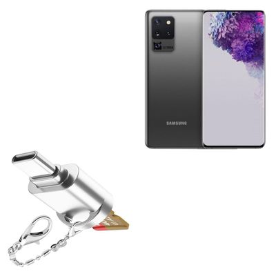 BoxWave Adapter Compatible with Samsung Galaxy S20 5G - Micro SD Card miniReader, USB Type-C OTG Reader USB3.0 Adapter Keychain - Metallic Silver