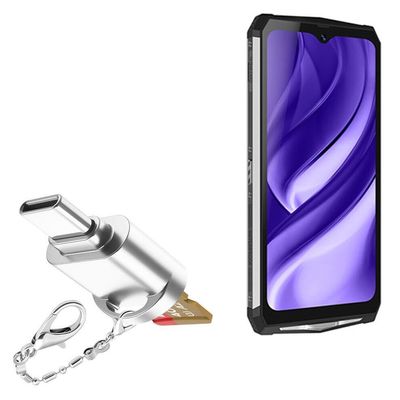 BoxWave Adapter Compatible with Blackview BV9100 - Micro SD Card miniReader, USB Type-C OTG Reader USB3.0 Adapter Keychain - Metallic Silver