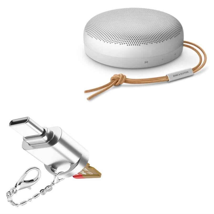 BoxWave Adapter Compatible with Bang & Olufsen Beosound A1 (2nd Gen) - Micro SD Card miniReader, USB Type-C OTG Reader USB3.0 Adapter Keychain - Metallic Silver