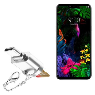 BoxWave Adapter Compatible with LG G8 ThinQ - Micro SD Card miniReader, USB Type-C OTG Reader USB3.0 Adapter Keychain - Metallic Silver