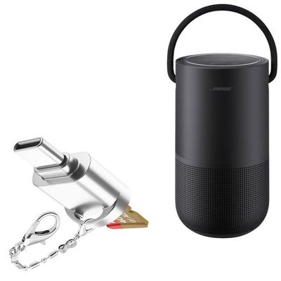 BoxWave Adapter Compatible with Bose Portable Smart Speaker - Micro SD Card miniReader, USB Type-C OTG Reader USB3.0 Adapter Keychain - Metallic Silver