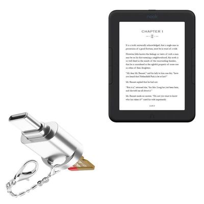 BoxWave Adapter Compatible with Barnes & Noble Nook GlowLight 4e - Micro SD Card miniReader, USB Type-C OTG Reader USB3.0 Adapter Keychain - Metallic Silver